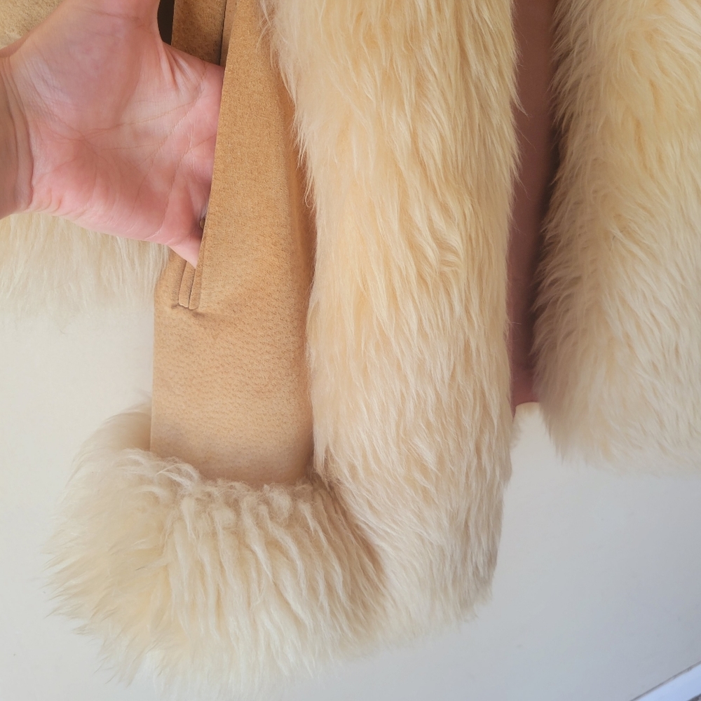 Vintage 70s lambskin fur trim Penny Lane Coat Medium - Picture 5 of 16